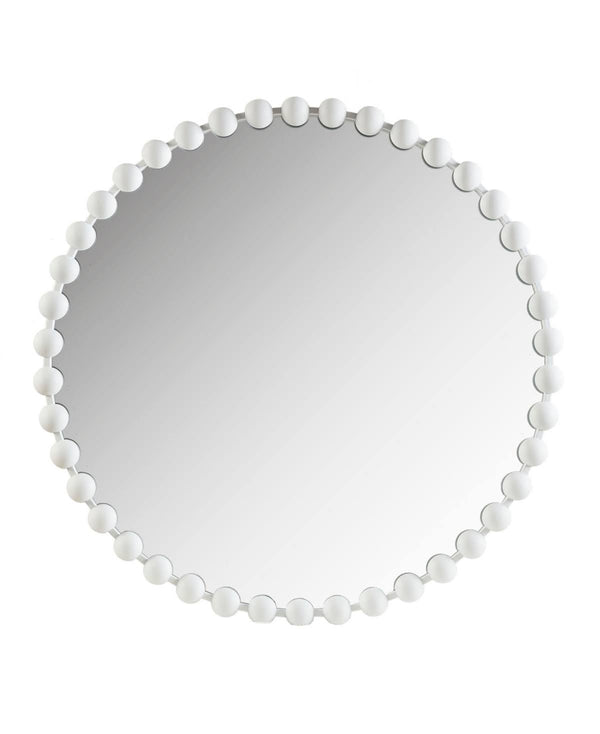 36" Marlowe Beaded Round Wall Mirror White - Madison Park