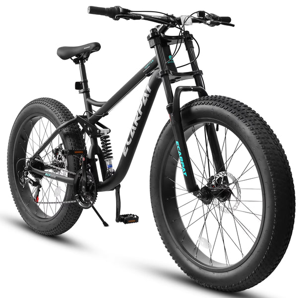Ambifirner 26" Fat Tire Mountain Bike with Full Suspension - 4" Wide All - Terrain Tires & Shimano 21 - Speed Drivetrain - Outdoor Bike for Men/Women